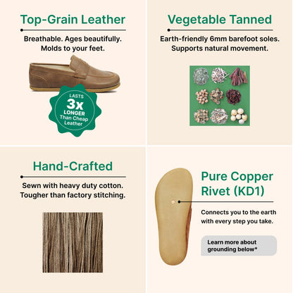 Grounding & Earthing Barefoot Penny Loafers for Women