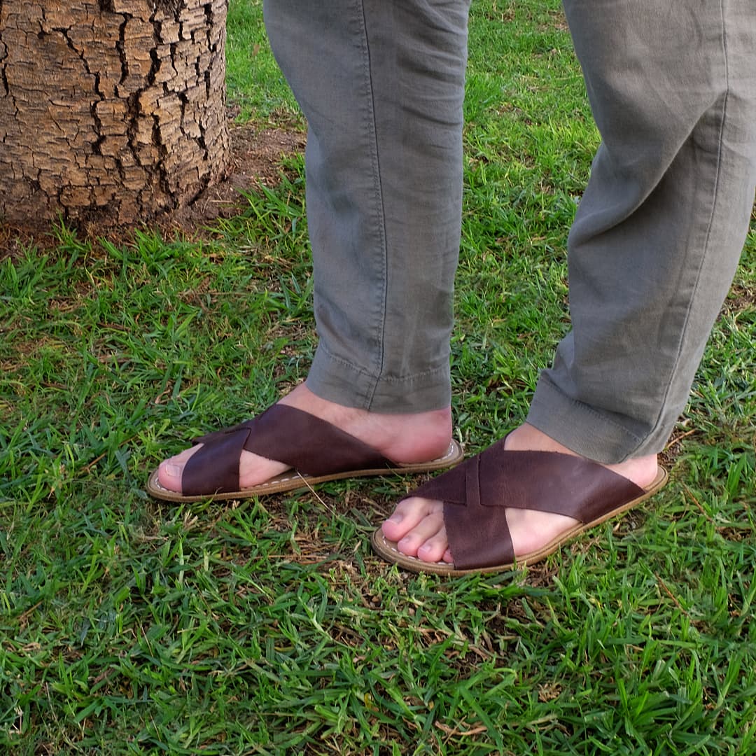 Grounding & Earthing Barefoot Crossover Slide-In Sandals for Men