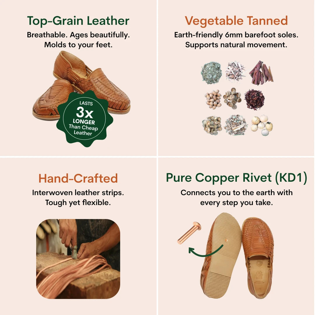 Grounding & Earthing Barefoot Huarache Slip-Ons for Men