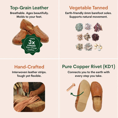 Grounding & Earthing Barefoot Huarache Slip-Ons for Men